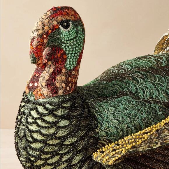 John Derian x Target Beaded Turkey Pillow Holiday Novelty Collectible Home Décor - Picture 2 of 11